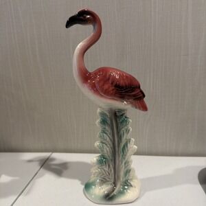 Vintage, mid-century Art Deco Style Pink Flamingo‎ Ceramic Figurine Flamingo